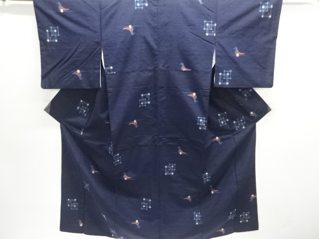 JAPANESE KIMONO / TSUMUGI / WOVEN BIRD